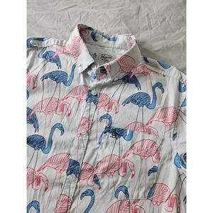 Original Penguin Stretch Button-Down Shirt Men's Small All Over Print Flamingos